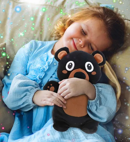 Vista 2 de DolliBu Snug-Mooshies - Peluche de oso negro de pie, súper esponjoso y suave, amigo de animales para niñas y niños, peluche mediano abrazable