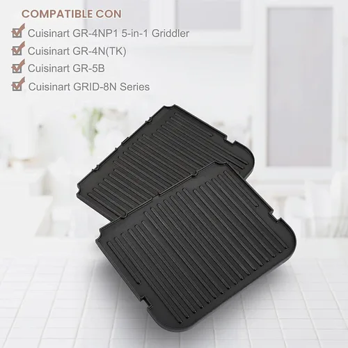 Vista 2 de Placas de repuesto para plancha Cuisinart, parrilla 5 en 1 y prensa Panini