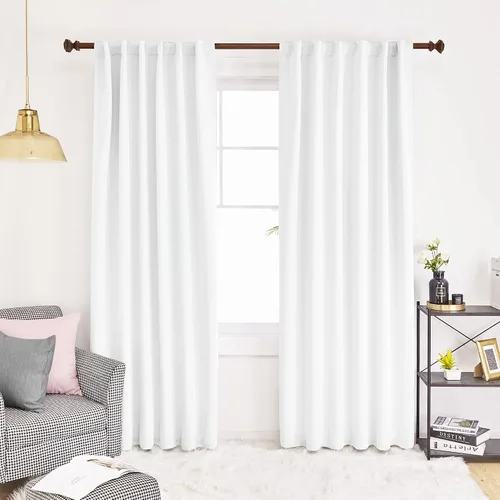 Vista 24 de KEMCO Cortinas opacas con pestaña trasera y bolsillo para barra, cortinas opacas con aislamiento térmico sólido para sala de estar, dormitorio
