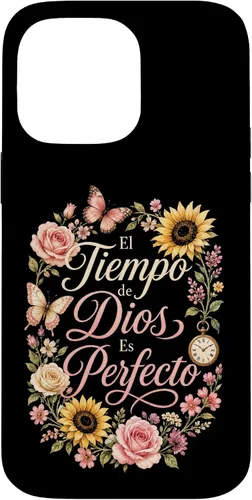 Vista 14 de Fe Cristiana El Tiempo De Dios ES Perfecto Floral Wreath Case for iPhone 16