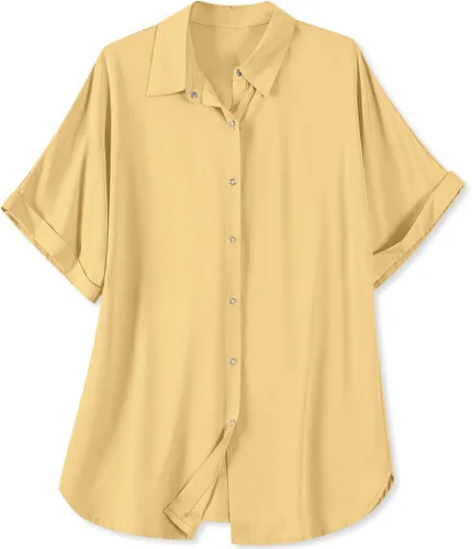 Vista 21 de Blusa suave casual de manga corta con broche frontal para mujer
