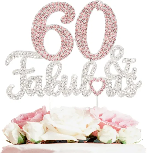 Vista 9 de 25 y fabulosa decoración de pastel de diamantes de imitación dorados y rosados – Feliz cumpleaños 25 años saluda a 25 años de edad, decoración