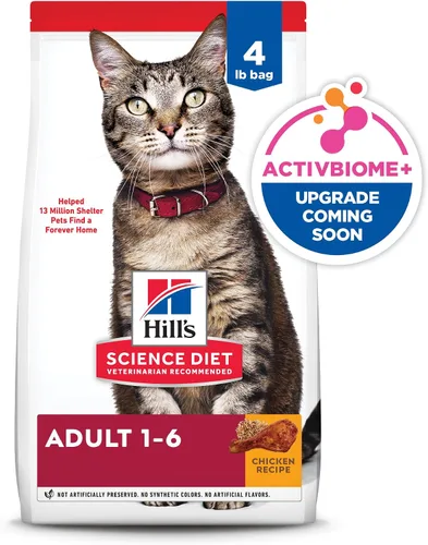 Vista 14 de Hill's Science Diet Alimento seco para gatos adultos 1-6 # 1 recomendado por veterinarios, receta de pollo, 4 libras. Bolsa