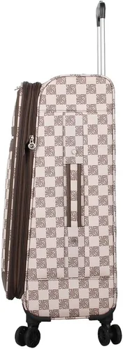 Vista 78 de Steve Madden Equipaje de diseñador, Chalet Gris Claro, Juego de maleta giratoria ligera expandible de 3 piezas - Juego de viaje
