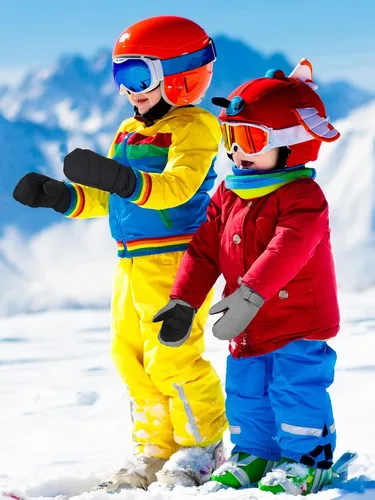 Vista 5 de SATINIOR 2 pares de guantes de nieve para niños, impermeables, guantes de esquí de invierno cálidos y gruesos para niñas y niños