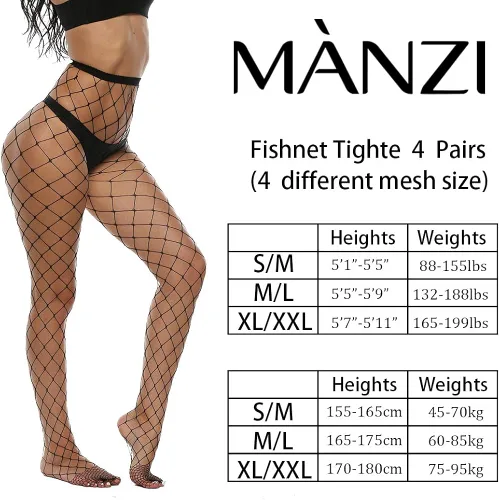 Vista 7 de MANZI Medias de red de cintura alta para mujer medias de malla sexy con agujero grande
