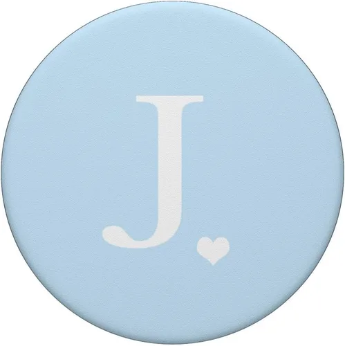 Vista 3 de Letra inicial J corazón Monograma sobre pastel azul claro PopSockets agarre y soporte para teléfonos y tabletas, Negro