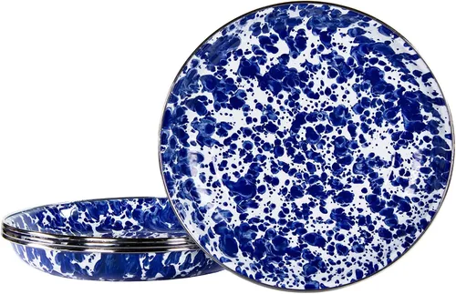 Vista 12 de Golden Rabbit Juego de 4 platos esmaltados para pasta, 10 pulgadas, remolino negro