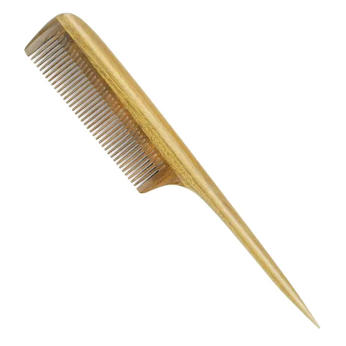 Vista 11 de Onedor Peines de pelo de sándalo verde 100% natural, hechos a mano, con aroma a sándalo antiestático, peine de madera natural desenredante