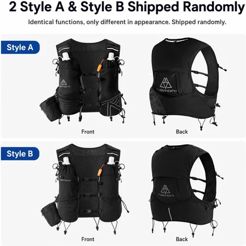 Vista 9 de Haimont 8L Trail Running Hydration Vest with Soft Flasks 2L Bladder Compatible, Bounce-Free Fit, Front Storage, Pole Loops, Whistle