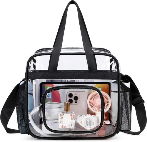 Vista 8 de Bolsas Transparentes Aprobadas para Estadios, Bolsa Tote Transparente + Correa para el Hombro, Bolsa Transparente Grande