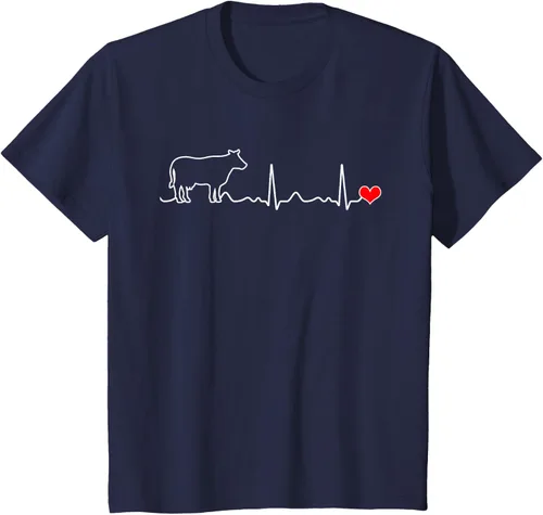 Vista 81 de Camiseta de paciente con corazón I Love My Cow Valve EKG Heartbeat Heart Pacient, Negro, S