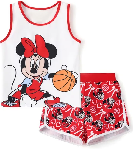 Vista 19 de Disney Stitch, Frozen, Minnie Mouse, Princesa, Winnie Tank Top+Shorts Dolphin para niñas, conjunto deportivo de entrenamiento de verano