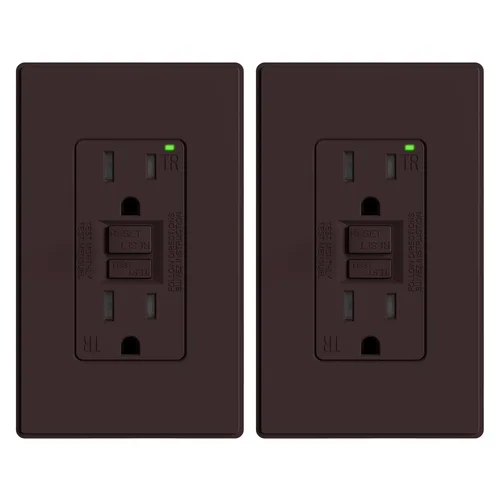 Vista 43 de ELEGRP Toma GFCI de 15 amperios, toma eléctrica GFI de autoprueba con diseño más delgado, receptáculo GFCI resistente a manipulaciones TR