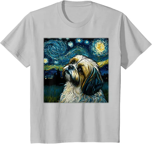 Vista 63 de Camiseta Surrealism Starry Night Shih Tzu Dog