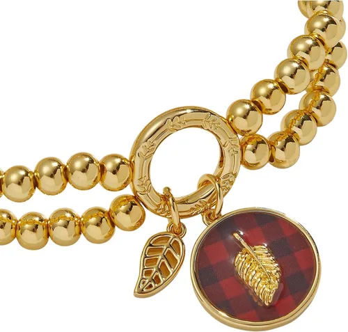 Vista 2 de Alex and Ani Pulsera elástica doble a cuadros, acabado dorado brillante, multicolor, de 2 a 3.5 pulgadas, Latón, Sin gemas.