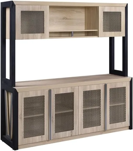 Vista 3 de NBF Storage Credenza - Armario de oficina para organización del espacio de trabajo, color marrón