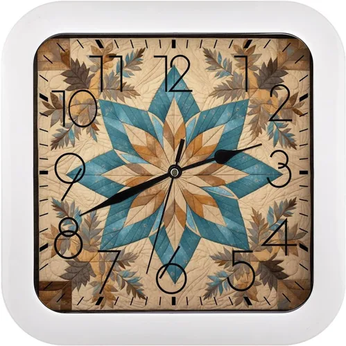 Vista 23 de 10" Square Modern Wall Clock,African Mud Cloth Tribal Print Kitchen Clocks Wall Battery Operated,Silent Non Ticking Unique Funny Cute Wall Clock for