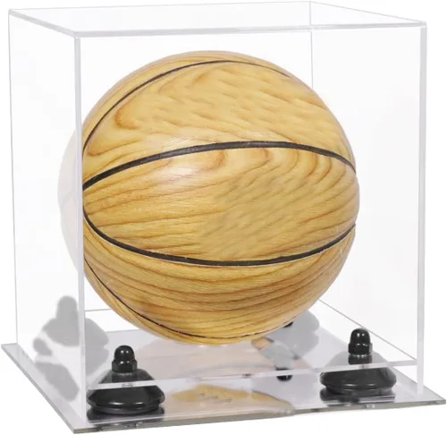 Vista 99 de Better Display Cases Mini acrílico - Miniatura (no tamaño completo) Baloncesto vitrina con elevadores negros y espejo (A015-BR)