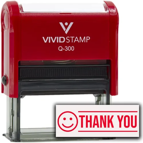 Vista 12 de Sello de goma autoentintado Thank You (Smiley Face) (tinta negra) - Q-200