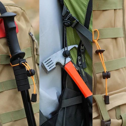 Vista 3 de Soporte para mochila para bastón de caminar, cordón ajustable para muñeca, hebilla de fijación de cuerda elástica, soporte para mochila