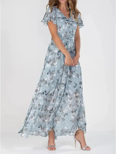 Vista 2 de YUTANRAL Vestidos de verano para mujer, manga cortasin mangas, con estampado floral, con flecos, vestido midi casual elegante y fluido para baile
