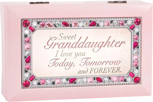 Vista 3 de Cottage Garden Sweet Granddaughter I Love You - Caja de música rosa mate Plays You are My Sunshine