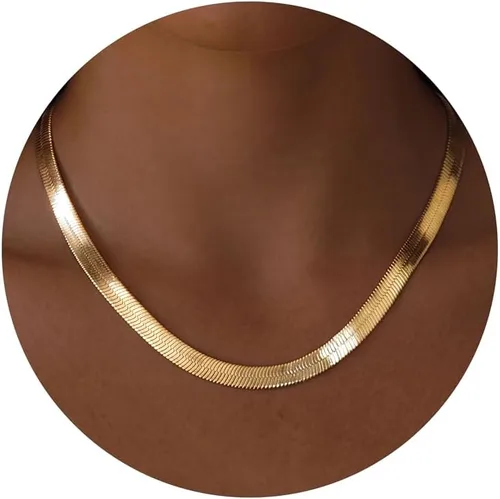 Vista 20 de DEARMAY - Collares de oro bañado de 14 quilates para mujer, delicado collar de gargantilla de espiga de oro, collar de serpiente en capas finas