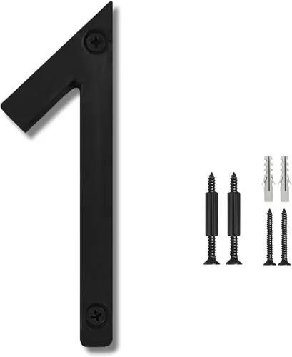 Vista 28 de NACH Números de casa flotantes, números de casa negros de aluminio de 4 pulgadas para exteriores - Número 0, números de puerta con accesorios