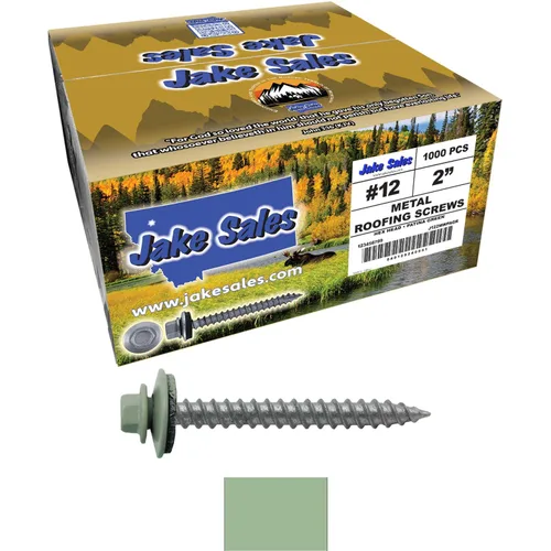 Vista 49 de 12 tornillos para techos de metal gris ABC de 1-1/2 pulgadas, cabezal de arandela hexagonal, arranque automático/roscado, arandela EPDM. 1 bolsa