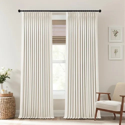 Vista 38 de Mrs.Naturall Cortinas de cocina beige de 42 x 45 pulgadas de largo para cortinas opacas pequeñas