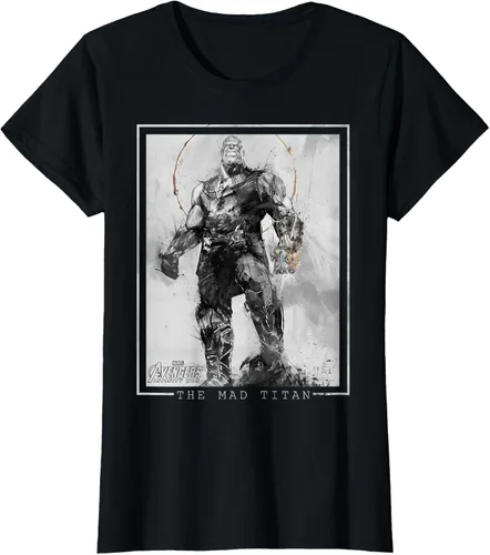 Vista 40 de Marvel Avengers Infinity War Thanos Sketch Graphic Camiseta Negro