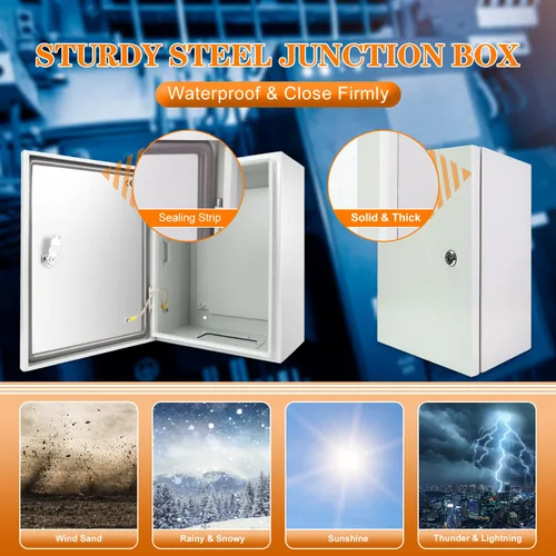 Vista 3 de Caja Eléctrica Exterior 12 x 12 x 8'' Gabinete NEMA 4X Caja de Acero Impermeable Caja de Conexiones Eléctrica Bloqueable Gabinete Eléctrico Exterior