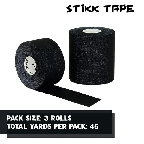 Vista 3 de STIKK Cinta atlética - Paquete de 3 unidades, color negro, 1.5 pulgadas x 15 yardas - para estabilizar y apoyar músculos y articulaciones