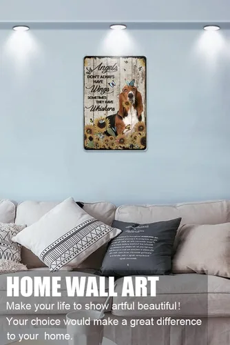 Vista 2 de Cartel de hojalata vintage con texto en inglés «Angels Don't Always Have Wings Sometimes They Have Whiskers»