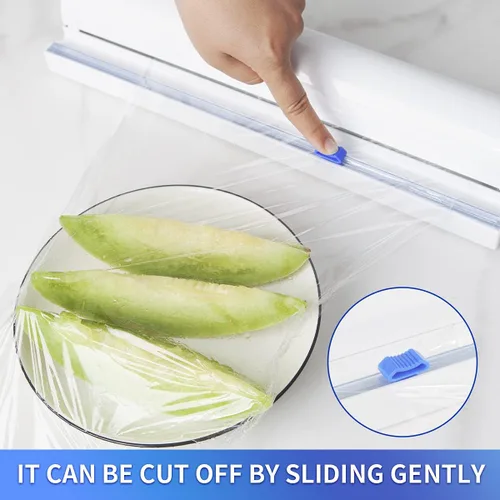 Vista 3 de Dispensador de plástico recargable con cortador deslizante, envoltura adhesiva Fovanga con cortador deslizante para dispensador de papel de aluminio