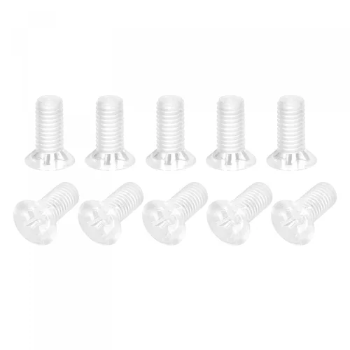 Vista 16 de uxcell Tornillos plásticos de la máquina Phillips de M4 x 19.7 ft m, pernos de máquina de cabeza plana de la PC transparentes 25pcs