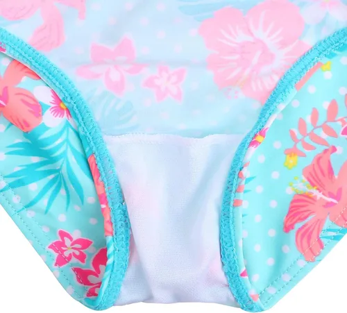 Vista 5 de TFJH E Traje de baño de dos piezas para niñas con estampado de puntos de mariposa UPF 50+ UV 3-10Y