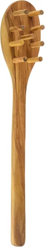 Vista 5 de Eddington - Servidor de ensalada italiano de madera de olivo, hecho a mano en Europa, juego de 2 piezas, 13 pulgadas