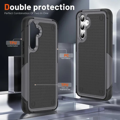 Vista 73 de Jeylly Compatible con Samsung Galaxy A22 5G Funda, Funda Samsung A22 5G con 2pcs protectores de pantalla de vidrio templado