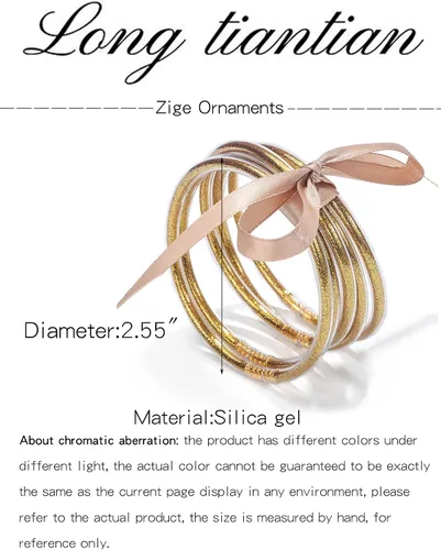 Vista 6 de Long tiantian Pulseras de gelatina con purpurina para adolescentes, regalos de moda, para adolescentes, niñas, Budahgirl, con relleno de purpurina
