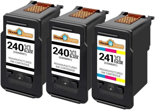 Vista 2 de Houseoftoners Paquete de 3 cartuchos de tinta remanufacturados de repuesto para Canon PG240XL Negro y CL241XL Color PIXMA MG2120 MG3220 MG3222