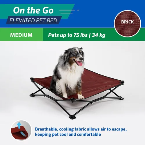 Vista 6 de Coolaroo On-The-Go Cama Elevada para Perros - Cama Plegable Emergente de Viaje para Perros con Tela Transpirable, Resistente a la Humedad, Bolsa