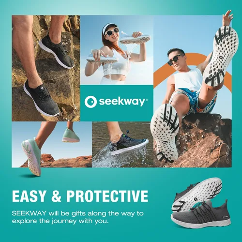 Vista 7 de SEEKWAY Zapatos de agua para hombre y mujer, de secado rápido, descalzo, para playa, caminar, kayak, barco, deportes acuáticos SP006