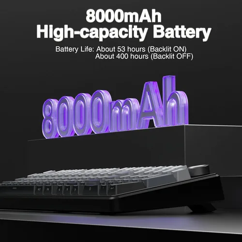 Vista 9 de AULA Teclado mecánico inalámbrico F99 Pro con perilla, estructura de junta, triple modo BT5.0USB-C2.4GHz teclado intercambiable en caliente, sonido