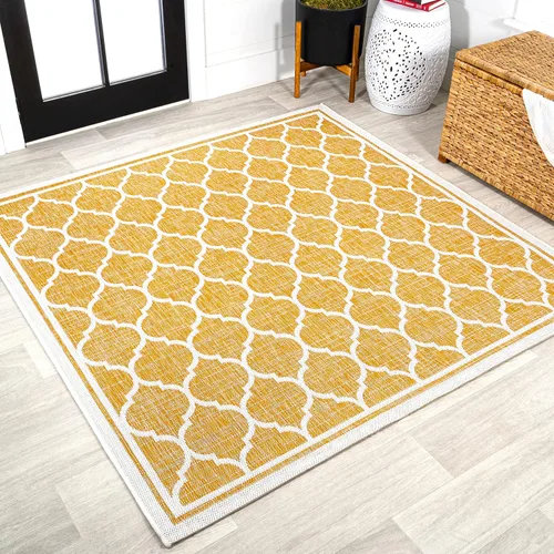 Vista 10 de JONATHAN Y Tapete marroquí con diseño enrejado para interiores y exteriores, 2 x 8 pies, marrón/beige, tejido texturizado de trébol para patio