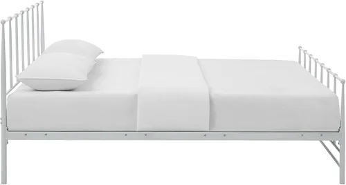 Vista 4 de Modway Cama de plataforma King de metal de acero con soporte de listones de metal en blanco