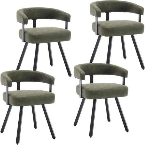 Vista 16 de DUOMAY Juego de 2 sillas de comedor de piel sintética, sillas de cocina curvadas con respaldo abierto con patas de metal, modernas sillas laterales
