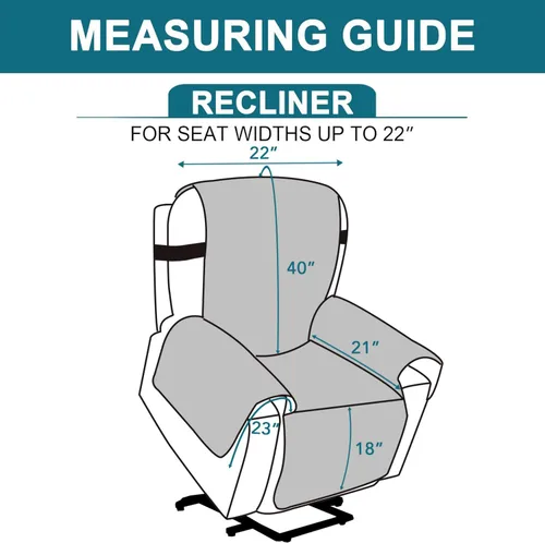 Vista 5 de Turquoize Funda reclinable 100% impermeable para ancianos, fundas reclinables antideslizantes para sillas reclinables de elevación eléctrica Marrón