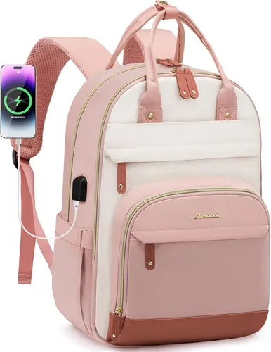 Vista 22 de LOVEVOOK Mochila para mujer, mochila para laptop de 15.6 pulgadas, mochilas escolares, bolsa antirrobo, bolsa antirrobo impermeable, para beige